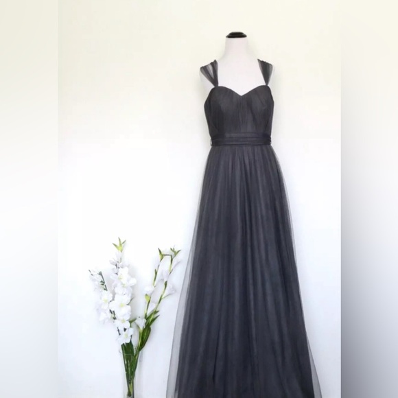 Revelry Rosalie Tulle Convertible Bridesmaid Dress Gray SZ 8 - Picture 8 of 13